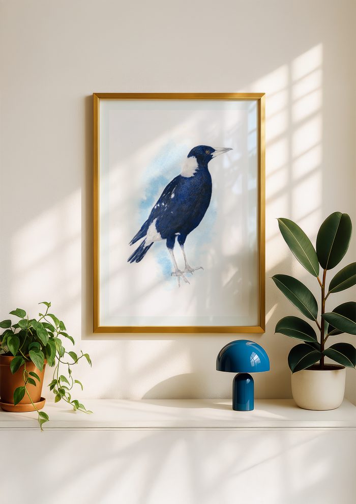 Australian Magpie Watercolour Art Print – Australian Bird Artwork